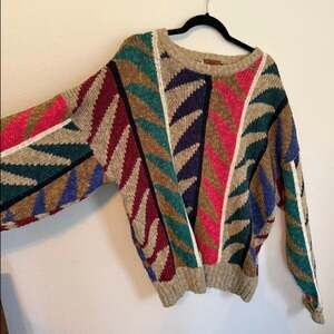Vintage 90s Boston Traders Coogi Style Knit Sweater L Linen Cotton